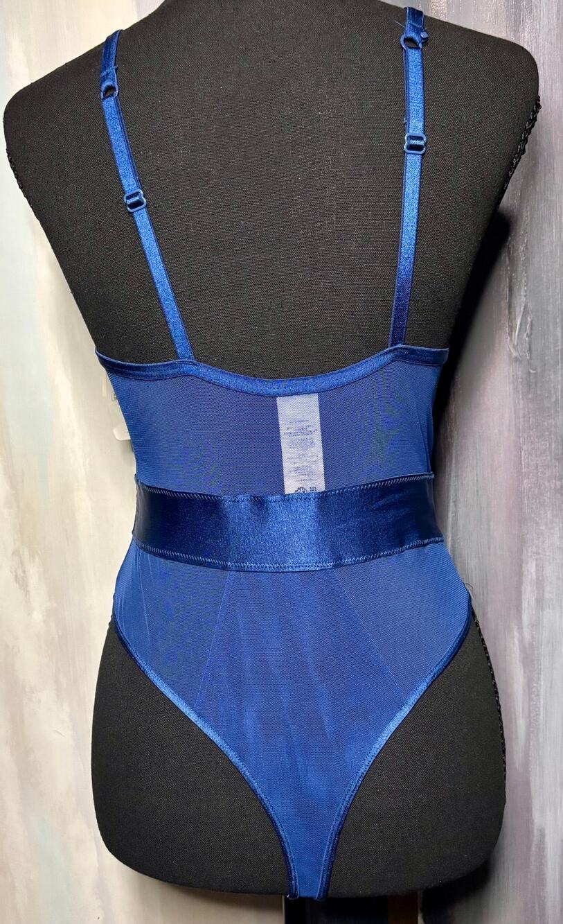 Hunkemöller P.O.P. Power of Positivity Blue Mesh Bodysuit NWT Size Medium
